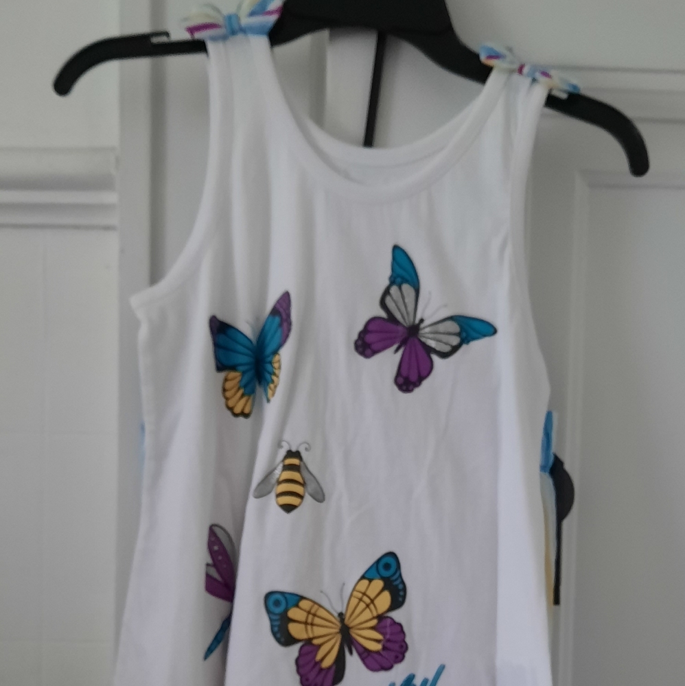 Kids Butterfly Print Matching Set - White